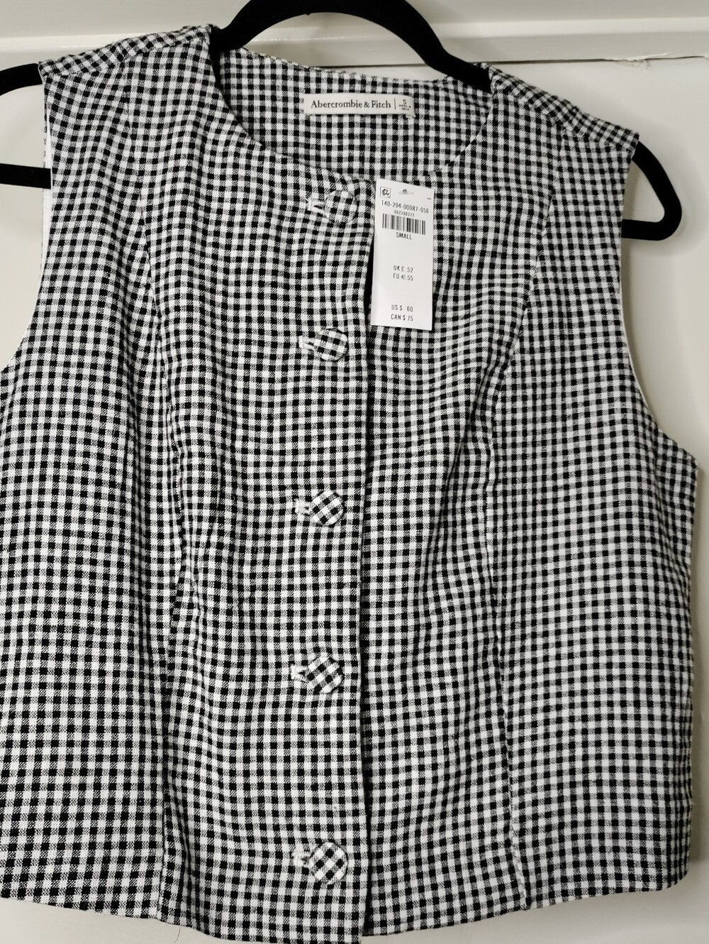 Abercrombie & Fitch Black and White Gingham Crop Top - Picture 5 of 7